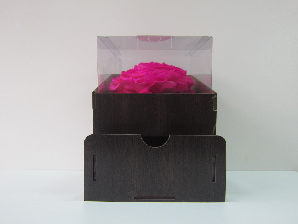 Caja de madera con cajon y rosa eterna extra large