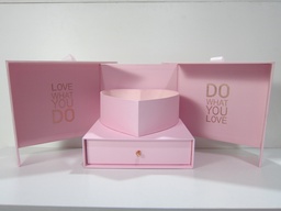 [PIV-0448] Caja cuadrada golden con lazo rose Amazing 7x17