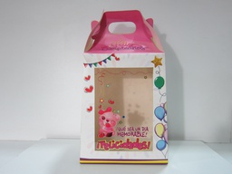 [PIV-0510] Caja cartera blanco y rosado feliz cumpleaños intermedio transparente  35x18