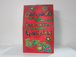 [PIV-0518] Caja cartera rojo con verde con frase de cariño feliz dia 31x20