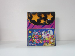 [PIV-0524] Caja cartera morado y azul con frase de cariño  15x12