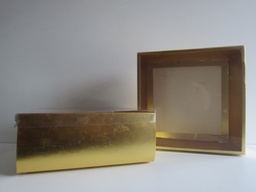 [PIV-0536] Caja cuadrada dorada con tapa transparente 8x20