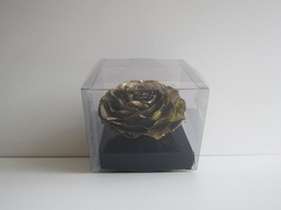 [PIV-0715] Caja cuadrada trasnparente extra large rosas eternas dorado 10x12