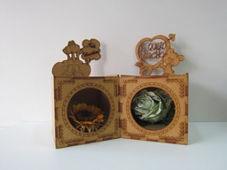 [PIV-0804] Caja de madera laser con flores eternas 11x10